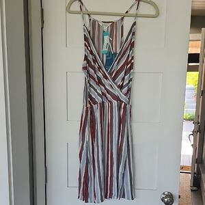 Market & Spruce Striped Midi Dress in Rust, Light Blue & White